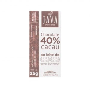 Pack Chocolate ao Leite de coco 40% cacau - 5 unidades de 25g